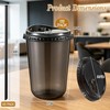 100 Set 16 oz Black Plastic Cups with Lids and