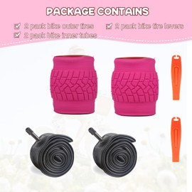MAKELEN Kids Bike Tire 2 Tires and 2 Tubes 20x2.125 (57-406) Folding Tire for Kids Bikes Pink