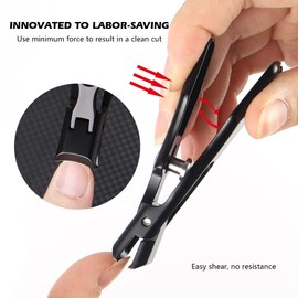 KEENSUN Nail Clippers, 16mm Wide Jaw Opening Ultra Sharp Nail Clippers for Cutting Thick Nails Extra Large Toenail & Fingernails Clippers with Safety Lock and Nail File for eniors, Men, Adult (Black)