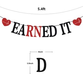 EARNED IT Banner - Congrats RN Banner - RN Garland Medical School Graduation Party Decoration Supplies, Black and Red Glitter