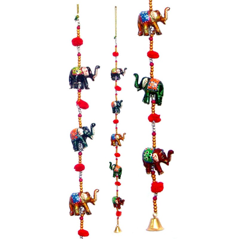 Rastogi Handicrafts Door Hanging Decorative Five Hand Painted Elephant Stringed