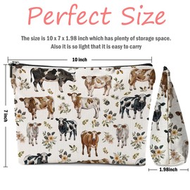 XFN Cow Gifts, Cow Print Stuff Makeup Bag, Cosmetic Bag Travel Pouch, Animal Lovers Friendship Graduation Birthday Gifts for Women Girls Daughter Sisters Bestie Best Friend