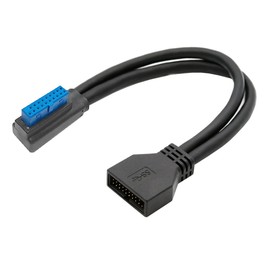 CY Cord Left Angled Low Profile USB 3.0 20Pin 19Pin Male to Female Extension 5Gbps Cable 90 Degree for Motherboard