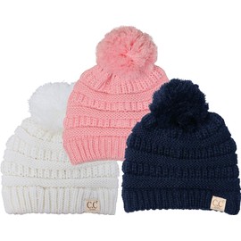Funky Junque Kids Pom 3-Pack: Ivory, Pale Pink, Navy