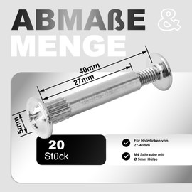 NIMA PARTS Connecting Screws - Pack of 20 Rustproof - Sleeve Screws Cabinet Connector