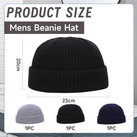 Mrltau 3 Pieces Classic Beanie Hat for Men Women Fisherman Beanie Men Women Fishing Hat Men Women Knitted Hats for Men Women Winter Hat Men Women, multicoloured