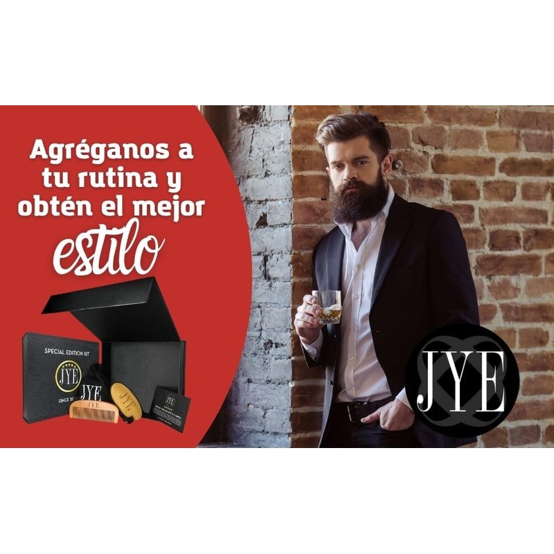 JYE Kit para Barba y Bigote: Shampoo de Bergamota, Peine