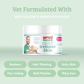 Omni Itchy Dog Skin Relief Supplement - One-a-Day Dog Chew Supplements for Dogs with Irritated Skin, Vet Grade with Beta Glucans and Algae to Protect, Hydrate the Skin, 30 Servings, Medium Dog 15-35Kg