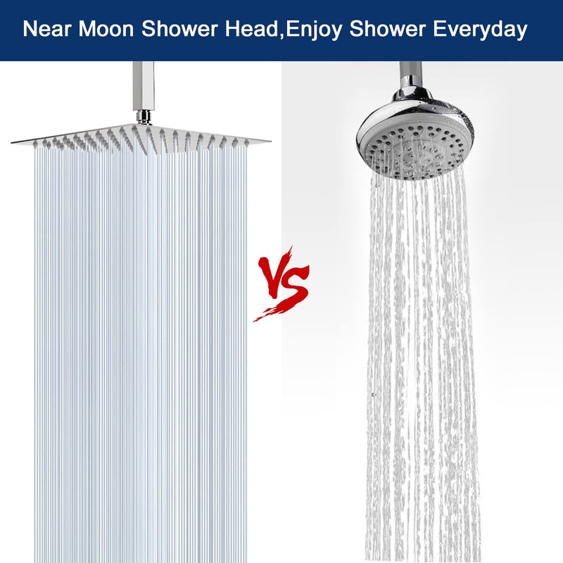 NearMoon Rain Shower Head With Shower Arm, Ceiling Mount Square