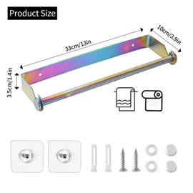 Paper Towel Holder Under Cabinet for Kitchen, SUS304 Stainless Steel Paper Roll Holder, Rainbow Self Adhesive or Screw Mounting Paper Towel Holder Wall Mount for Kitchen, Pantry