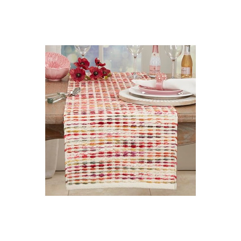 Woven Rainbow Stripe Delight Table Runner