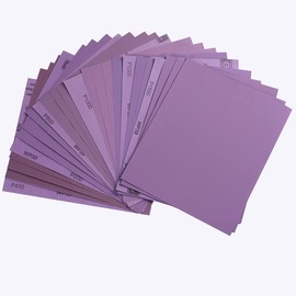 Sandpaper Sheets Assorted Grit 24-Pack,4 Each of 400/600/800/1000/1200/1500 Grain Advanced Waterproof Wet or Dry Sand Paper for Sanding Wood,Metal Finishing,Auto Body Work,Full Sheet,Purple Abrasive