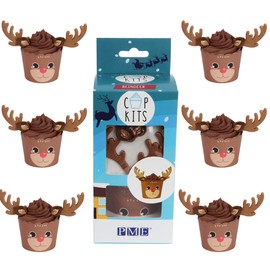 PME Cupcake Decorating Kit with Edible Toppers, Reindeer
