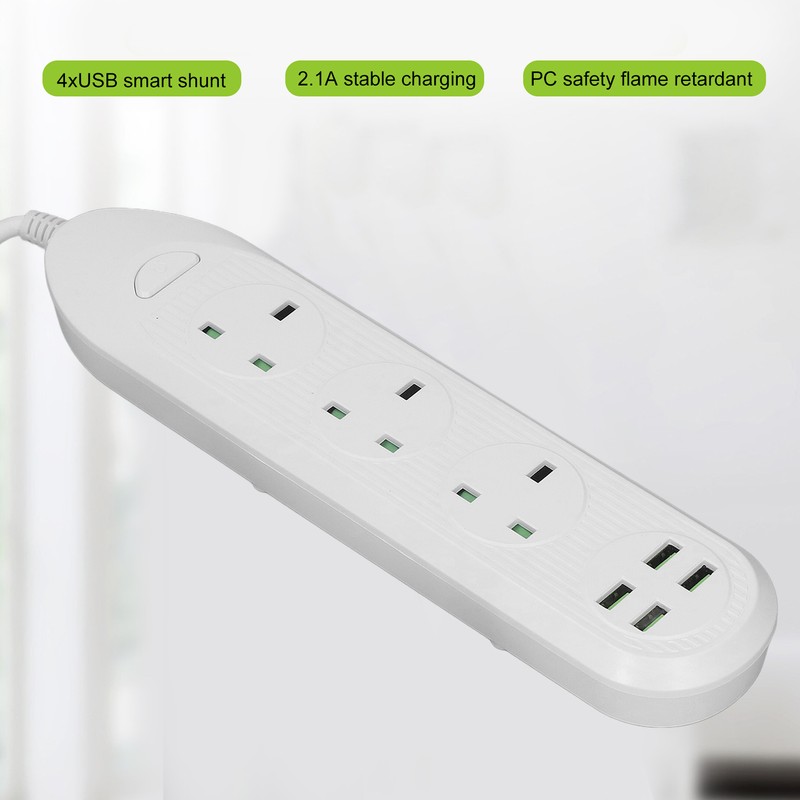 Power Strip Extension Long Cord 2500W Multi Functional with USB
