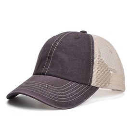 Decentron Mens Vintage Mesh Trucker Hat Outdoor Adjustable Baseball Cap Clean Up Snapback Cap (Dark Grey)