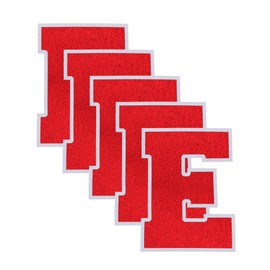 GBTBYS 5PCS 4.5" Varsity Letter Patches Red Chenille Iron On Letters Patch for Backpacks Embroidered Applique Jacket Hoodie Bags Graduation Birthday Party E