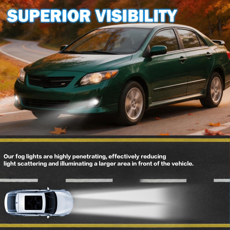 LED Fog Lights Compatible with 2008-2010 Toyota Corolla Bumper Driving