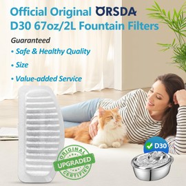 ORSDA Cat Water Fountain Filters, Replacement Carbon, Resin Filters ONLY for D30 67oz/2L Automatic Pet Fountain Cat Water Fountain Dog Water Dispenser, 4 Filtration System (12PCS Filters)…