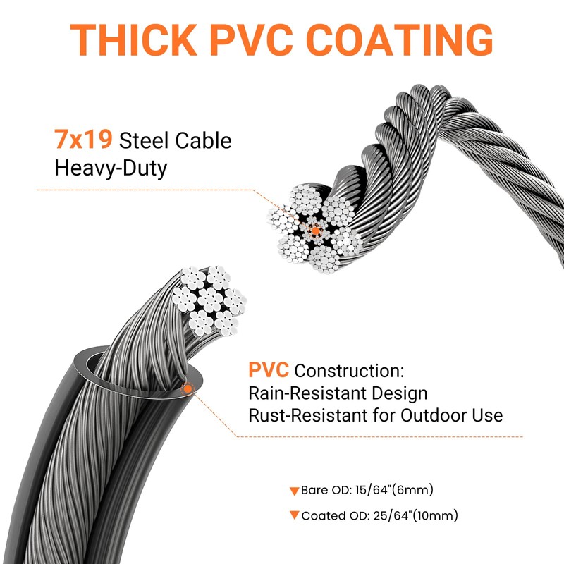 Security Cable with Loops, 10MM Heavy Duty Lock Cable, 4FT
