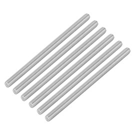 uxcell 6Pcs Fully Threaded Rod, M6 x 100mm 304 Stainless Steel Right Hand Thread Bar Studs M6-1 Thread Pitch for Furniture Machinery Assembly