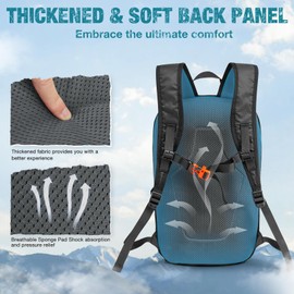 G4Free Packable Hiking Backpack 20L Lightweight Foldable Travel Daypack with Thickened Back Panel for Men Women(Black)