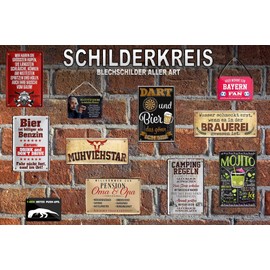 Blechschilder Funny Bavarian Saying "Auf der ALM da gibt's koa." Decorative Hanging Sign Door Bavarian Munich Metal Sign Funny Gift for Birthday or Christmas 18 x 12 cm