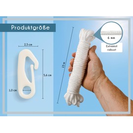 PHENO FLAGS 15 m Flag Rope for Flagpole with Hooks, High-Quality Flag Rope, 15 m Long Flag Rope for Outdoor Use