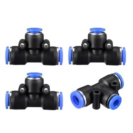 sourcing map Plastic Tee Push to Connect Tube Fittings 5/16" to 5/32" od Push Lock Blue(8-6mm) 4pcs