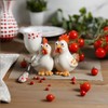 Bicuzat Ceramic Hen and Rooster Salt & Pepper Shakers Set,
