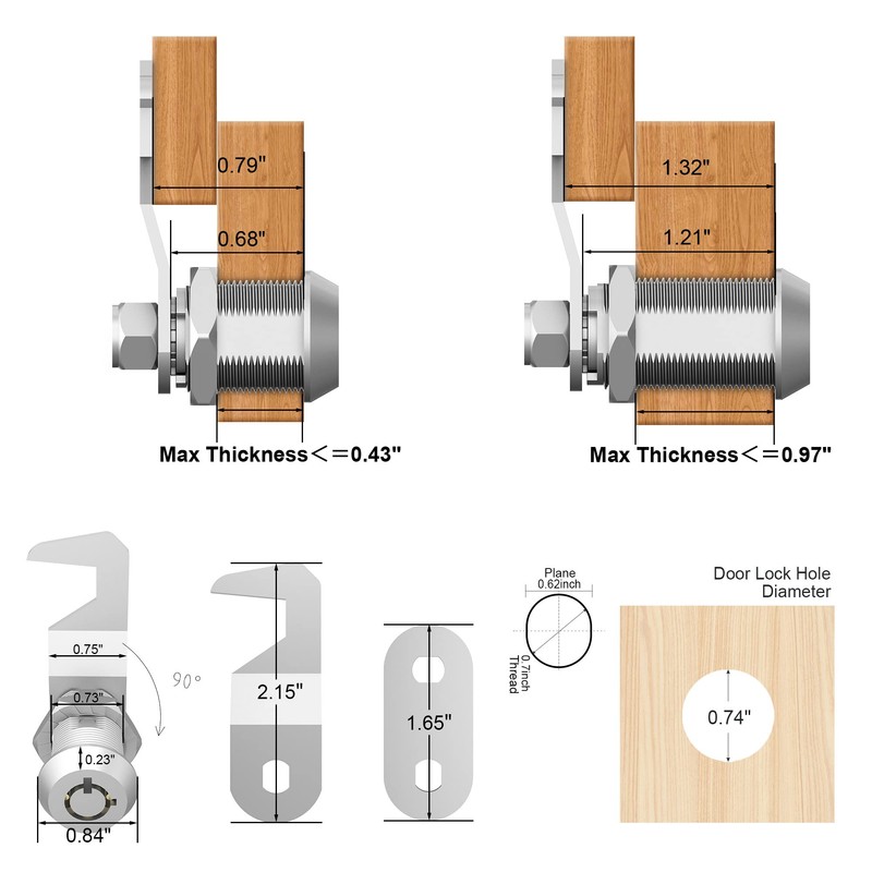 WIMNISV 2 Pack 1-1/8 inch Toolbox Lock Replacement Lock, Tubular