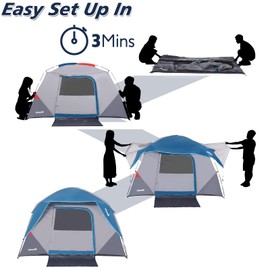 Camping Tent, Tent for Camping, Easy Set up Camping Tent for 4 Person Outdoor Traveling, Light Blue