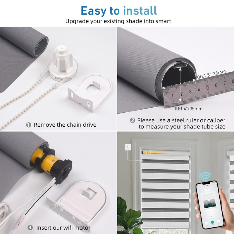 WiFi Smart Blinds Motor, 110V/120V Wired Smart Roller Shades Motor