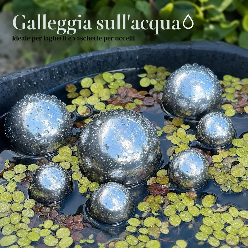 MIJOMA Set di 7 palline decorative da giardino in acciaio