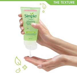 Simple 2 Pack 150ml Kind to Skin Refreshing Facial Wash for Sensitive Skin, Gentle Daily Cleanser, Removes Impurities, Hydrates & Soothes Skin Naturally