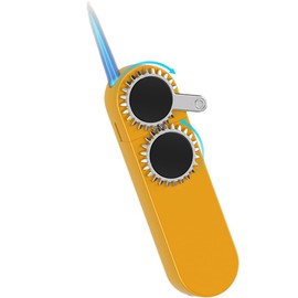 KAIEOMGN Encendedor de antorcha de chorro, diseño creativo de eslabones, resistente al viento y rellenable, adecuado para hombres y mujeres. Sin gas (amarillo)