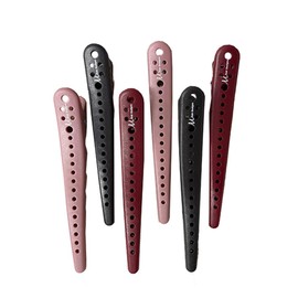 M Hair Designs Piranha Hair Clips | Pack of 6, Burgundy, Dark Grey, Pink Colors | Perfect Use While Straightening, Styling, Blow Drying, Coloring, Cutting, Sectioning | For All Hair Types