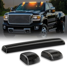 SHINEFIT SHINEFIT 3PCS LED Cab Clearance Lights Replacement for 2015-2019 Silverado Sierra 2500 3500 2500HD 3500HD Smoked Top Cab Roof Lights for Silverado Sierra 2500 3500 HD