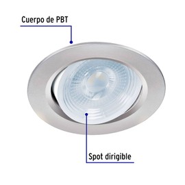 Volteck Lait EMP-105L, Luminario de LED 5 W empotrar redondo color cromo spot dirigible