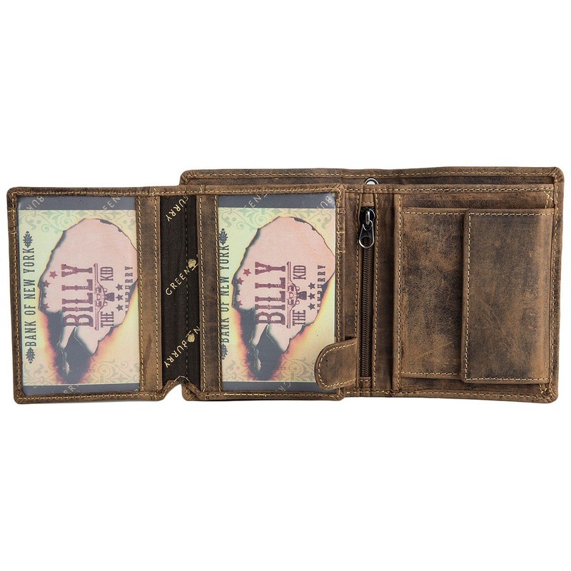 Greenburry Billy The Kid Lederbörse Herren Geldbörse Braun 8x11x2 cm