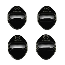 rekol-direct MAZDA Striker Cover, Door Lock Cover, Interior, Decorative, Applicable to Mazda, M6M3M2M5 General Purpose, Stainless Steel, Set of 4 (Black)