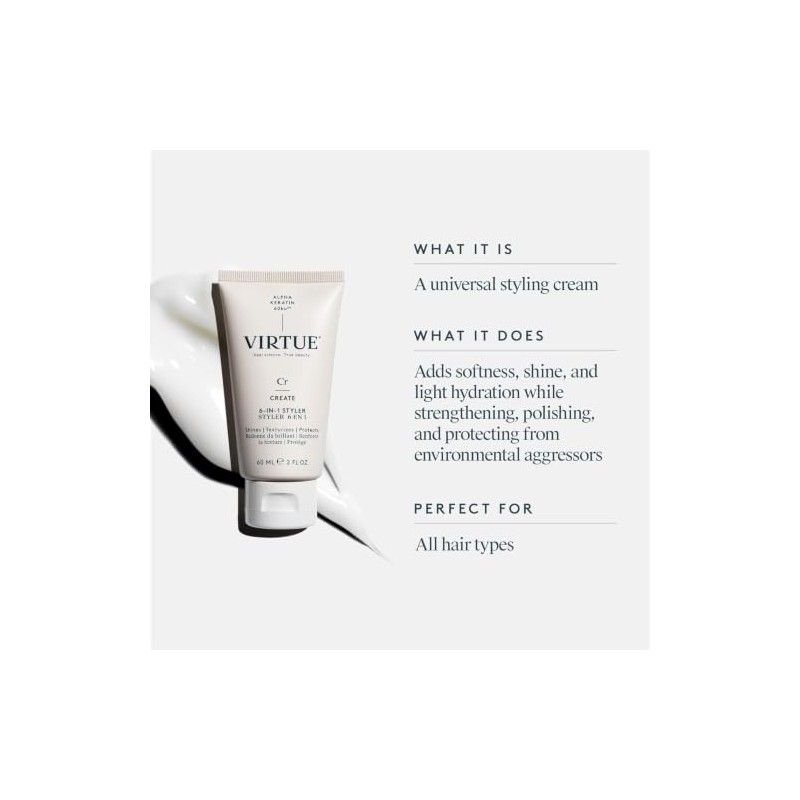 Virtue Create 6-in-1 Styling Cream, Heat Protectant, Frizz-Control