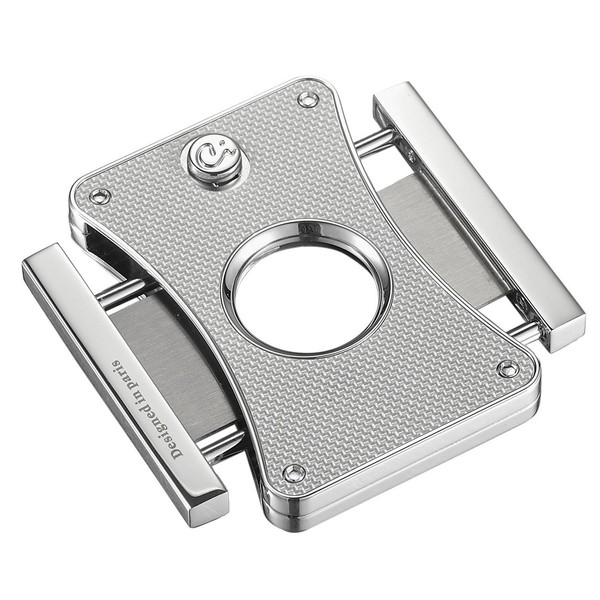 Visol Products Caseti Dion Carbon Fiber Double Guillotine Cigar Cutter, Silver