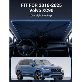 Proadsy Windshield Sun Shade Umbrella for 2016-2025 Volvo XC90 Foldable Car Umbrella Sunshade with Soft TPU Handle Spring Structure Crystal Cooling Material Protect Car from Rays & Heat