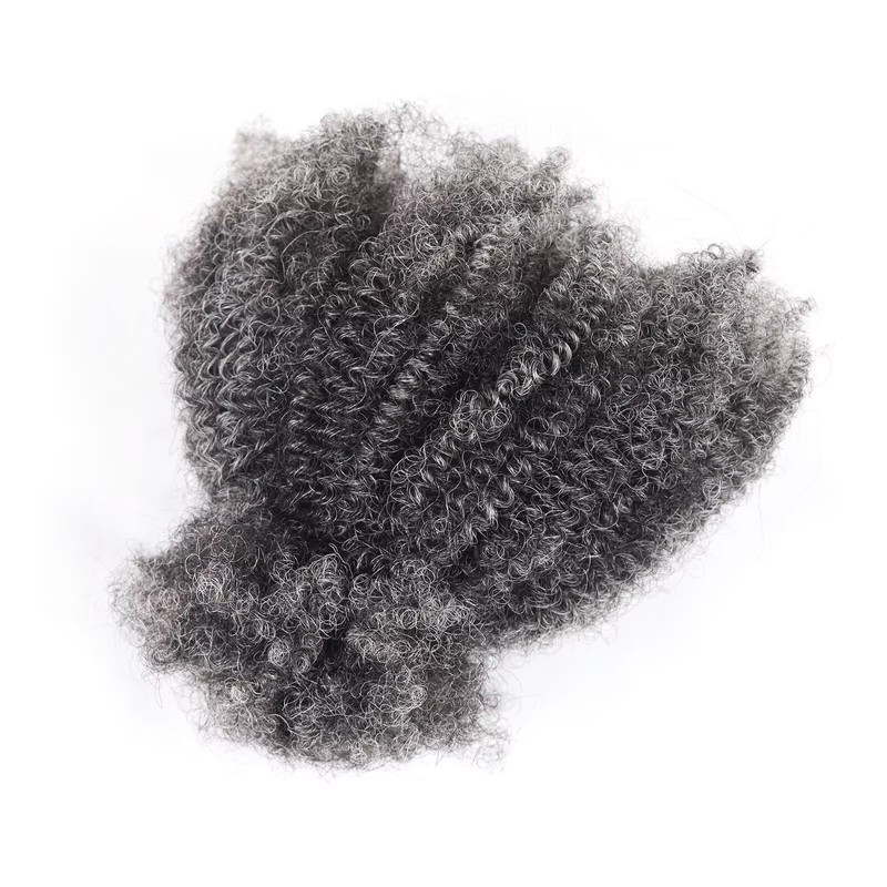 HAPPY&CC 4C Grey Afro Kinky Bulk Human Hair for Mini