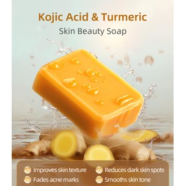 LOYATRO Kojic Acid Turmeric Soap Bar Dark Spots for Face & Body, Deep Cleansing, Gentle Soap Sensitive Skin Formula, All Skin Types