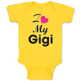 Cute Rascals Baby Bodysuit I Love My Gigi Grandmother Grandma Boy & Girl Baby Clothes Funny Cotton Yellow Zest Design Only 24 Months