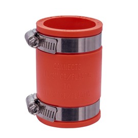 Fernco 1056-150 1-1/2-in. Flexible PVC Pipe Coupling for Cast Iron and Plastic Plumbing Connections in Red