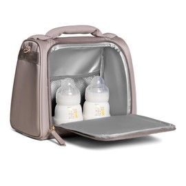 JuJuBe New Insulated Bottle Bag, Breastmilk Storage Bag for Baby Bottles, Insulated Waterproof Lunch Bag or Cooler Bag for Nursing, Milk, Food, Baby Formula, Snacks, Daycare, Taupe, Mother's Day Gift