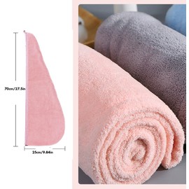 2 Pack Microfiber Hair Towel Wrap,H HOME-MART Super Absorbent Twist Hair Turban Hair Wrap for Women Fast Drying Hair Drying Cap with Buttons,Long & Thick Microfibre Hair Towel (Pink)