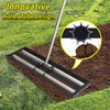 17"x10"Lawn Leveling Rake with Aluminum Rollers, Stainless Steel Yard Lawn